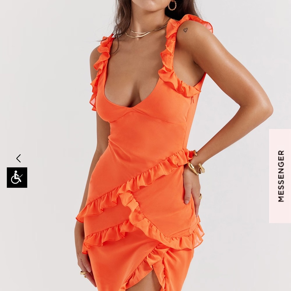 House of cb orange ruffle maxi brand new with tags size S